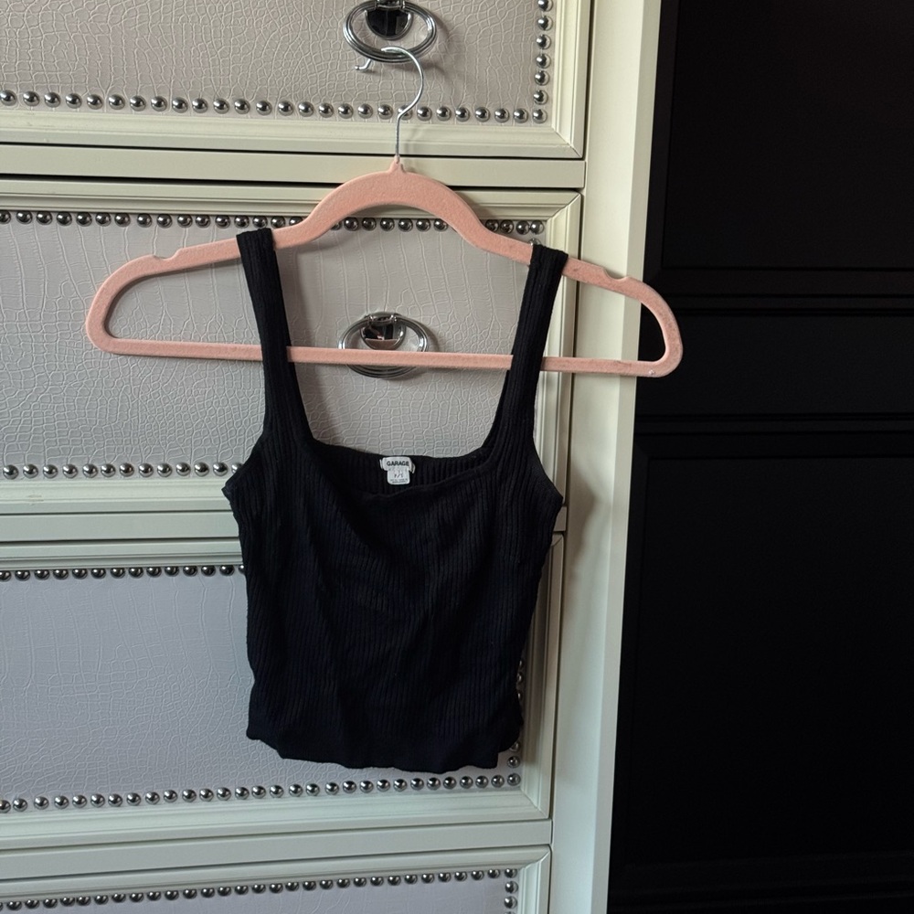 Garage Black Ribbed Tank Top